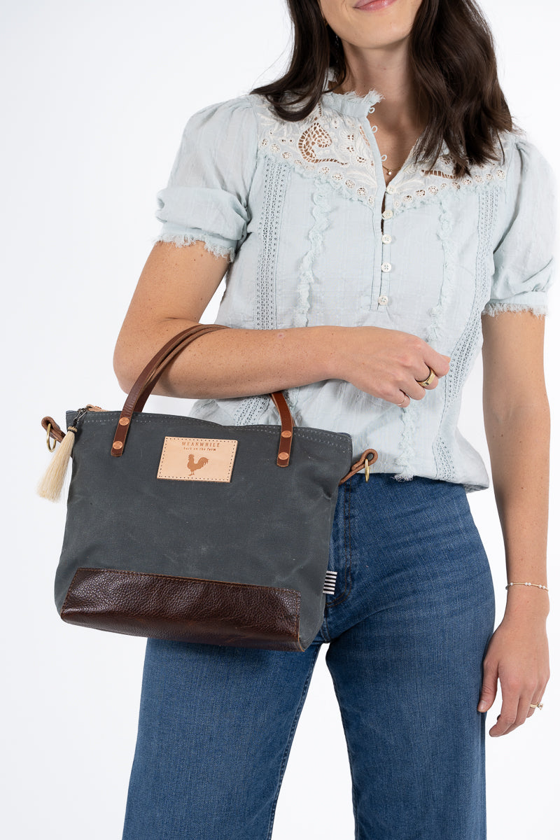 Slate Blue Waxed Canvas Small Tote