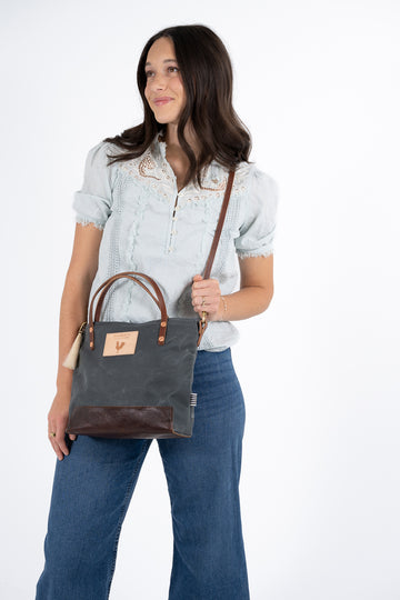 Slate Blue Waxed Canvas Small Tote