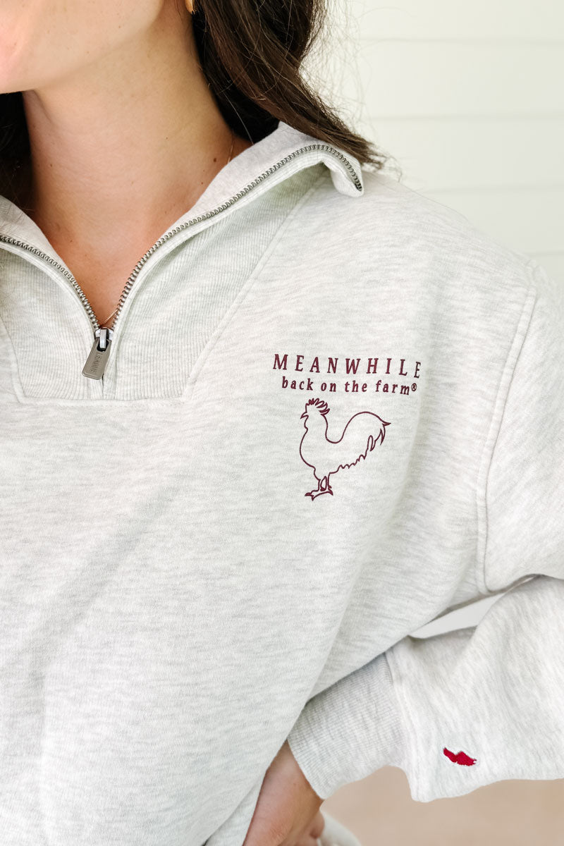 トップス andequal back open ribbon sweat OATMEAL Meanwhile Quarter-Zip Oatmeal Sweatshirt | Beige Sweatshirt