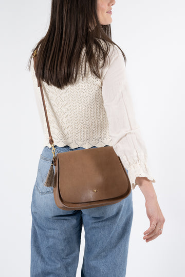 Chestnut Luxe Leather Saddle Bag