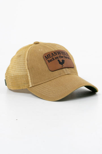 Khaki Meanwhile Leather Patch Trucker Hat