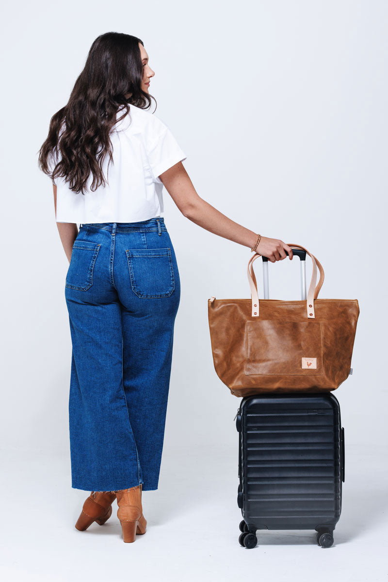 Camel Leather Travel Tote | Meanwhile Back on the Farm