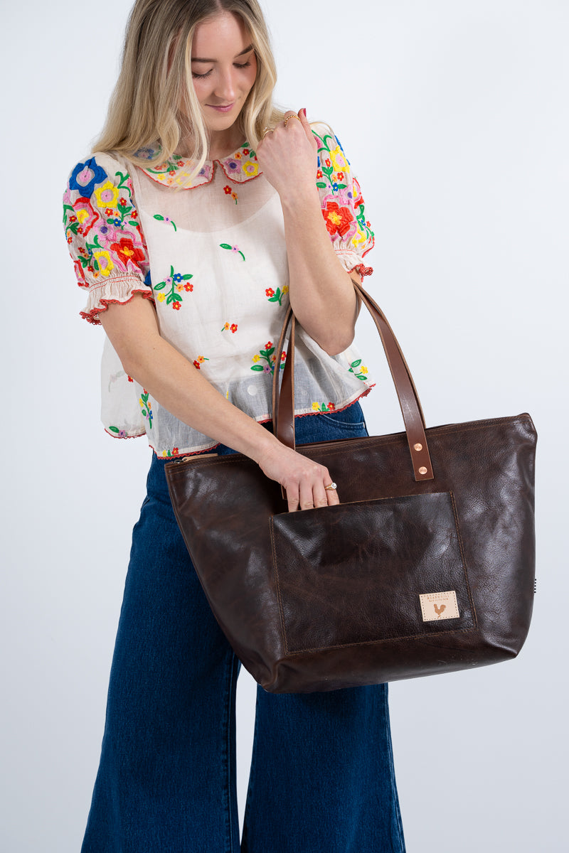 Mocha Tuscan Leather Travel Tote