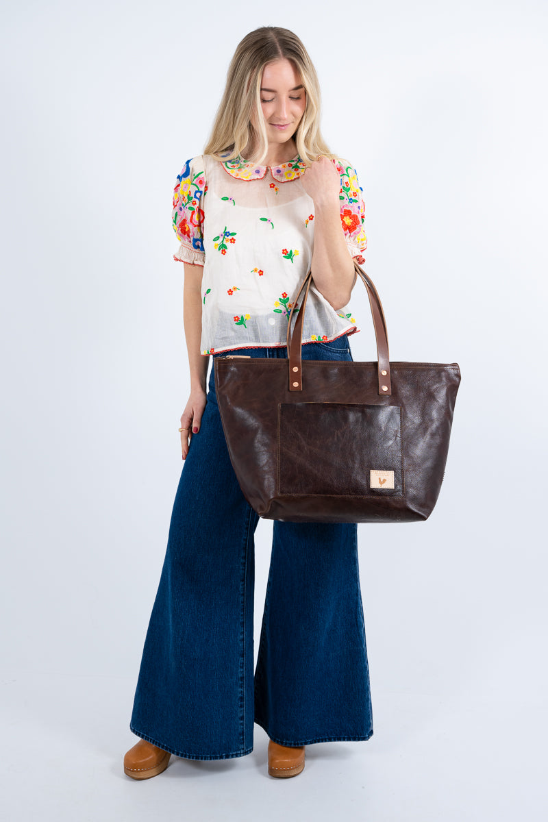 Mocha Tuscan Leather Travel Tote