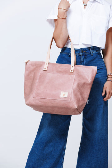 Rose Leather Travel Tote