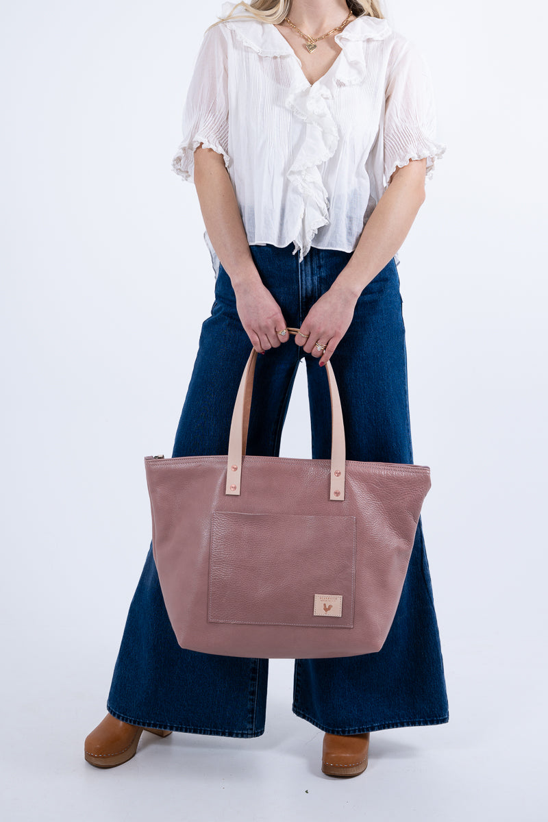 USA Made Rose Pink Leather Tote bag