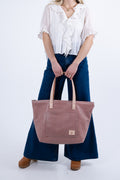 USA Made Rose Pink Leather Travel Tote bag