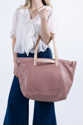 USA Made Rose Pink Leather Travel Tote bag