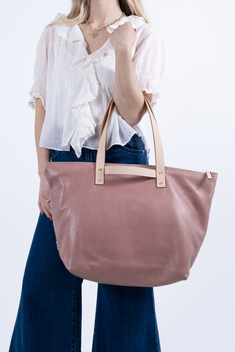 USA Made Rose Pink Leather Travel Tote bag