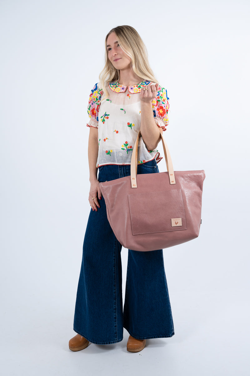 USA Made Rose Pink Leather Tote bag
