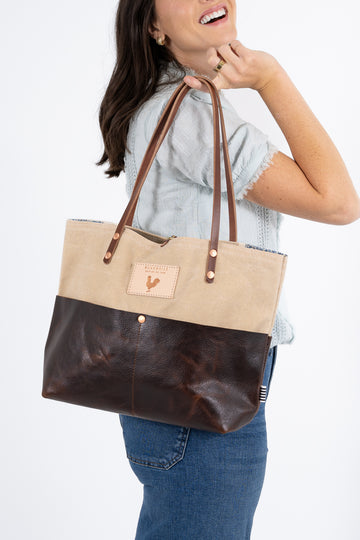 Natural Waxed Canvas Utility Tote