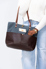 Slate Blue Waxed Canvas Utility Tote