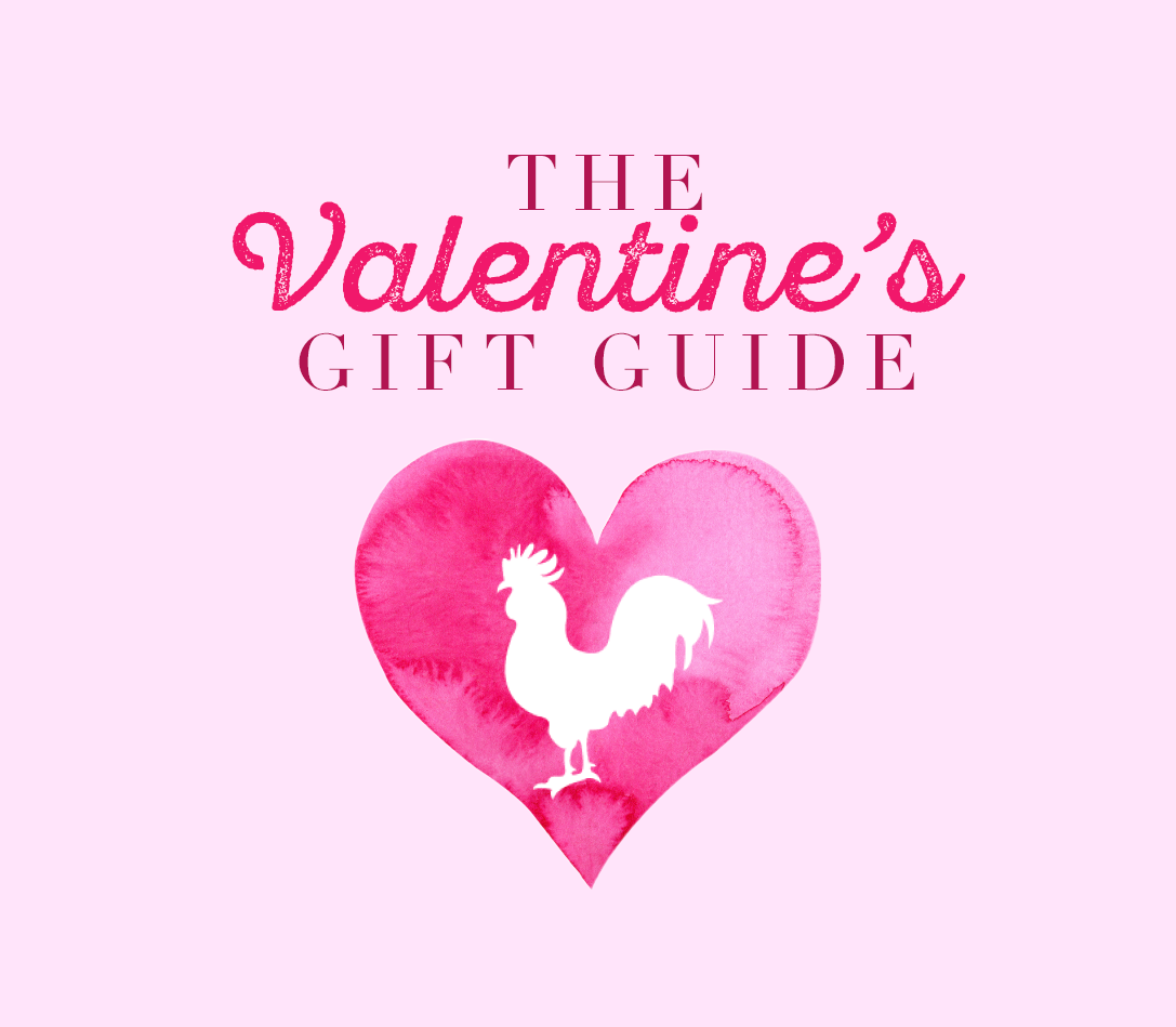 Pink background with image saying "The Valentine's Gift Guide" with a heart 