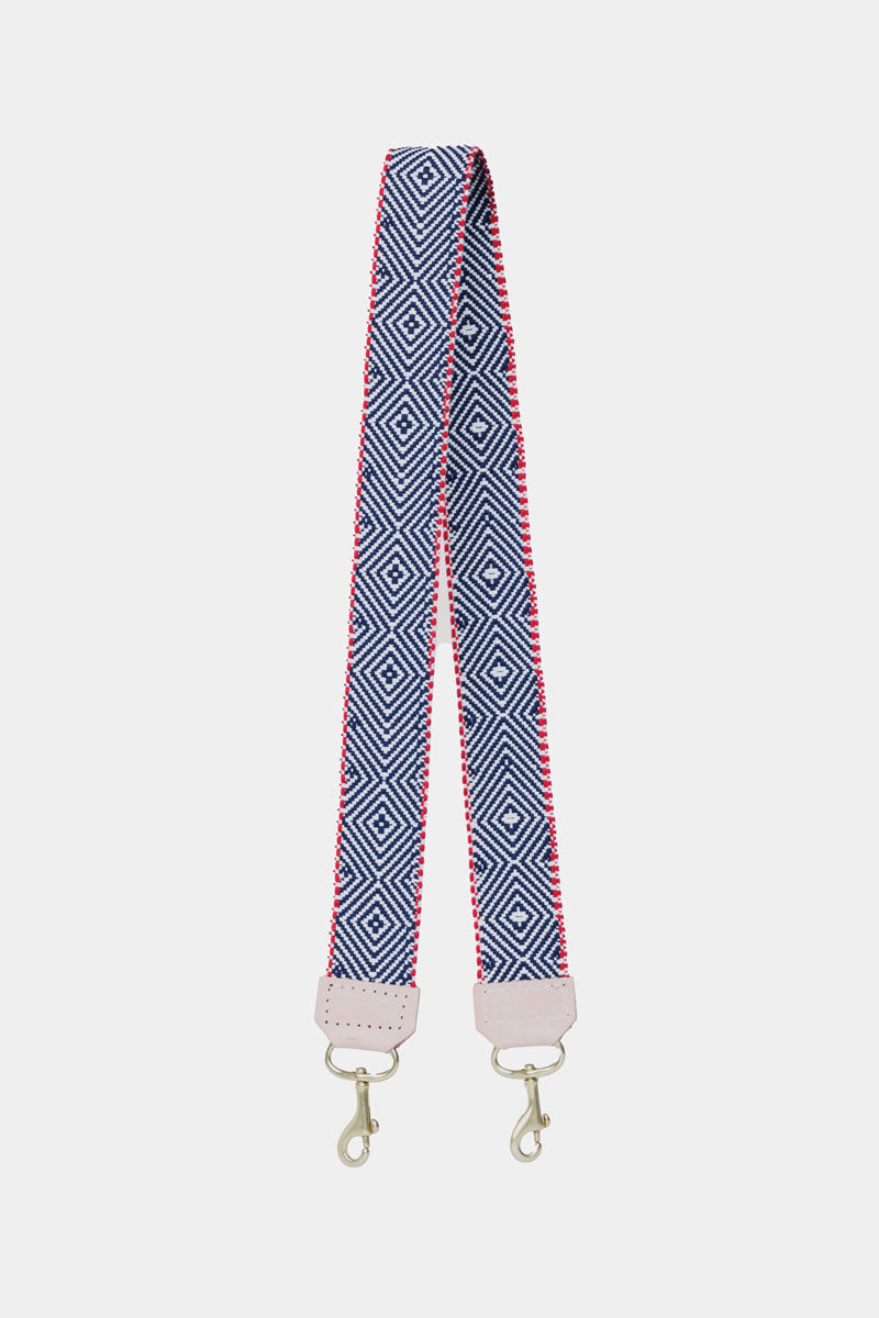 Replacement woven bag strap in geometric Americana themed colors and pattern