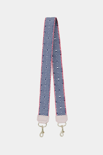 Replacement woven bag strap in geometric Americana themed colors and pattern