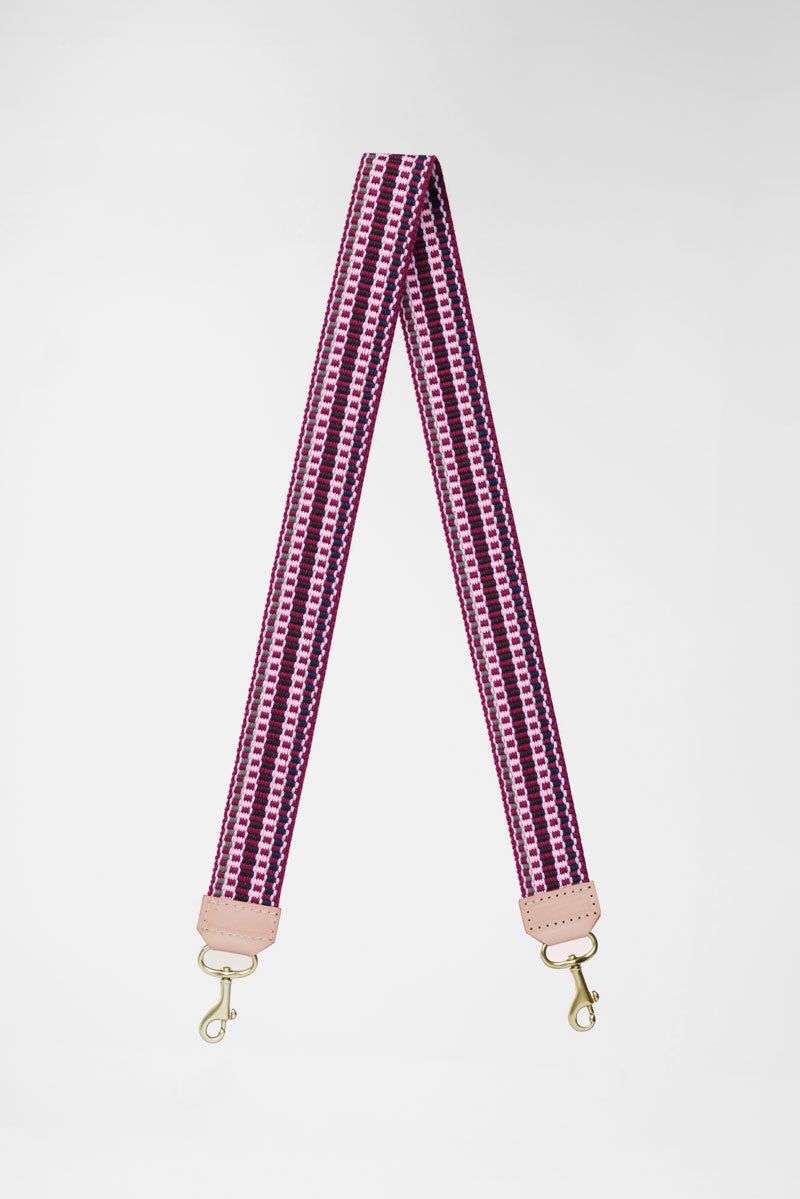 Picture of red,blue and cream colored replacement bag strap