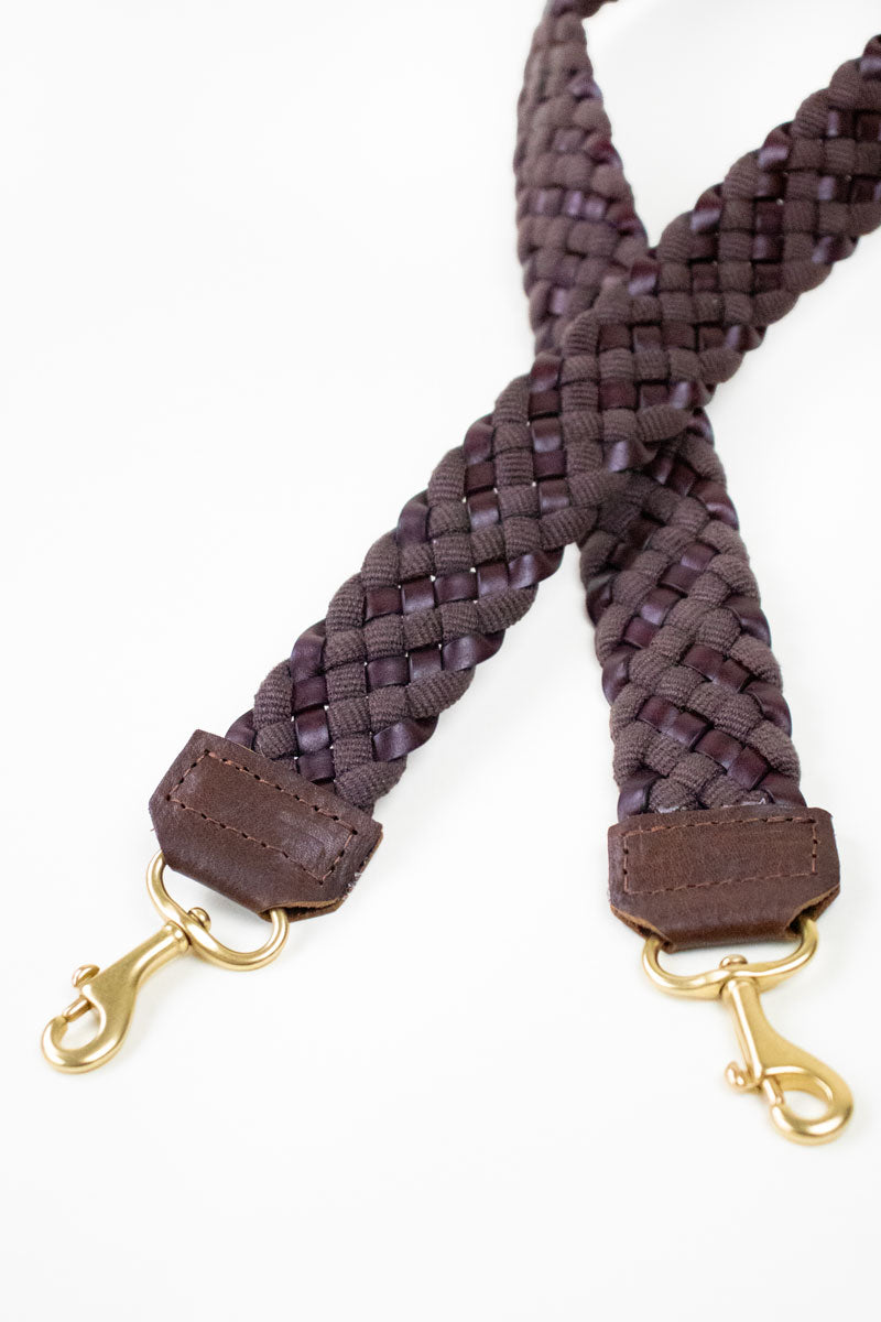 Dark brown woven webbing crossbody strap 