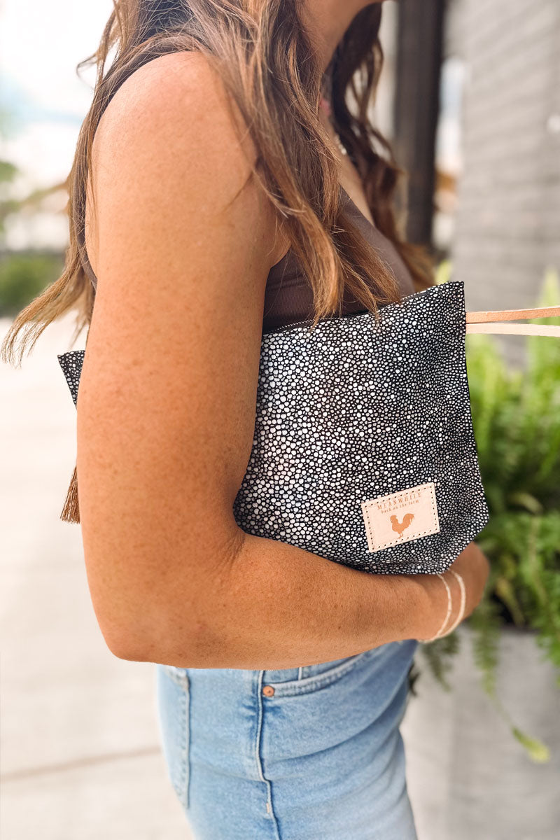 Stingray Leather Wristlet | Grey Leather Bag