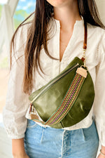 Hunter Green Leather Fanny Bag