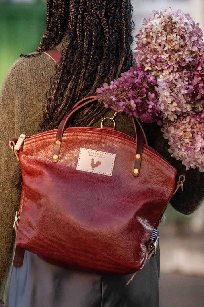 Ruby Red Backpack Ruby Red Leather Backpack 2.0 | Red Leather Convertible Backpack