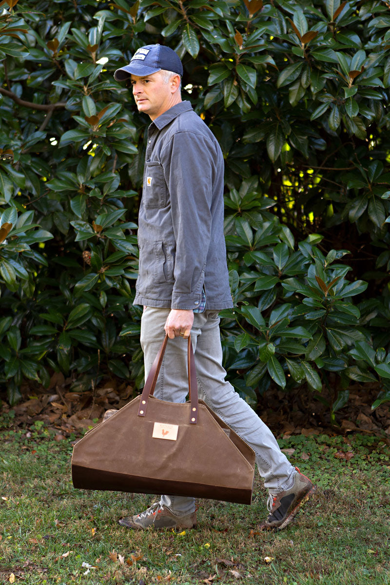 Field Tan Wax Canvas Wood Carrier | Meanwhile Back on the Farm