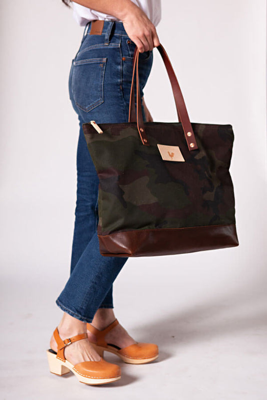 Camouflage Wax Canvas Adventure Tote