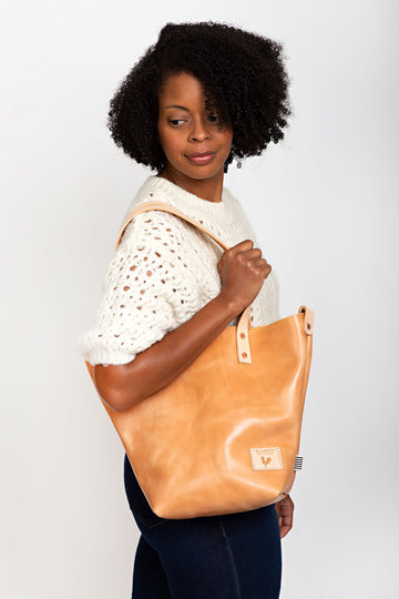 Natural Leather Bucket Bag