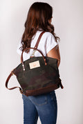 Camo Wax Canvas Backpack with Leather Bottom