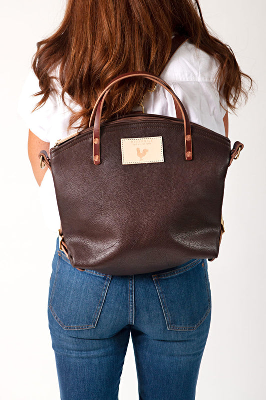 Mocha Leather Convertible Backpack 2.0