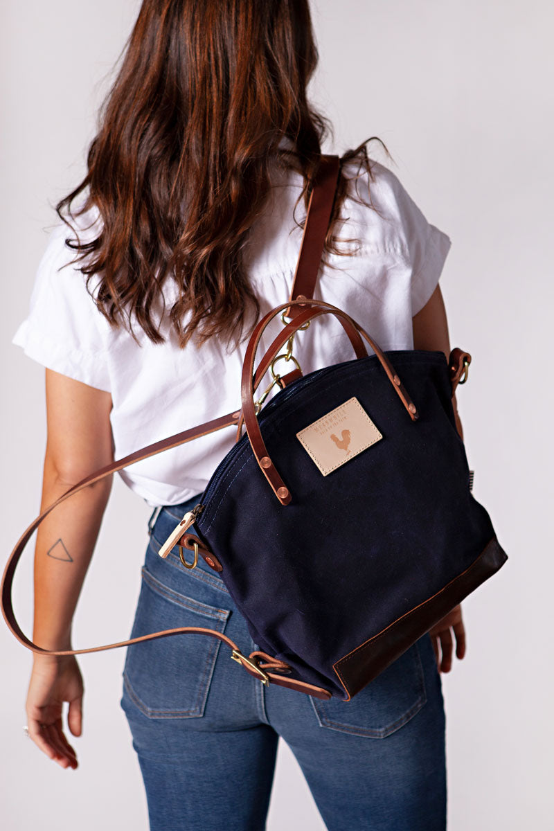 Navy Wax Canvas Backpack