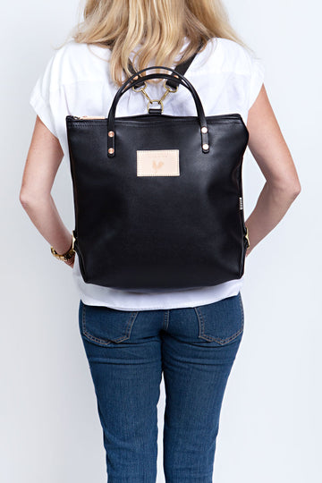Black Pebbly Leather Backpack