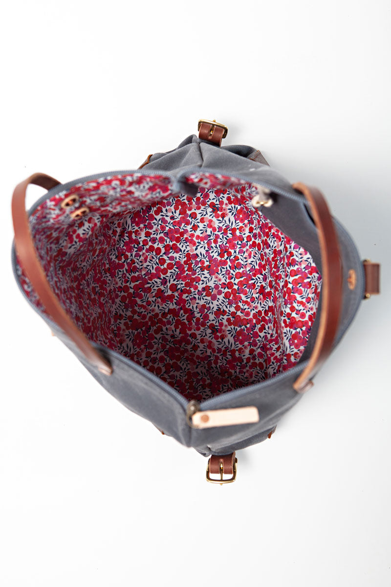 Slate Blue Wax Canvas Backpack
