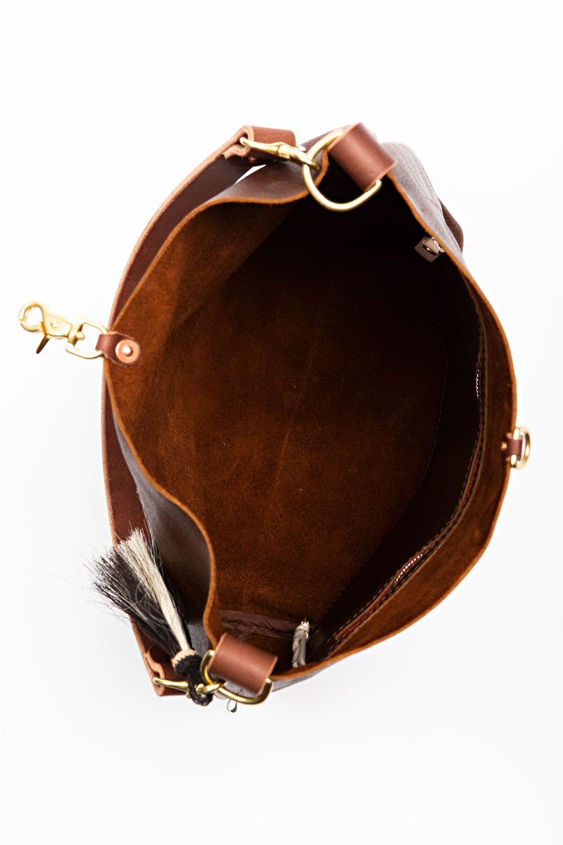 the interior of the hair on hide carryall bag