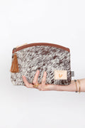 Hair on Hide Leather Pouch with Zipper