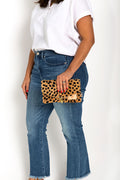 Cheetah Print Leather Envelope Pouch