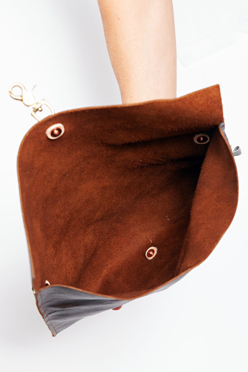 Mocha Tuscan Leather Foldover Clutch & Crossbody