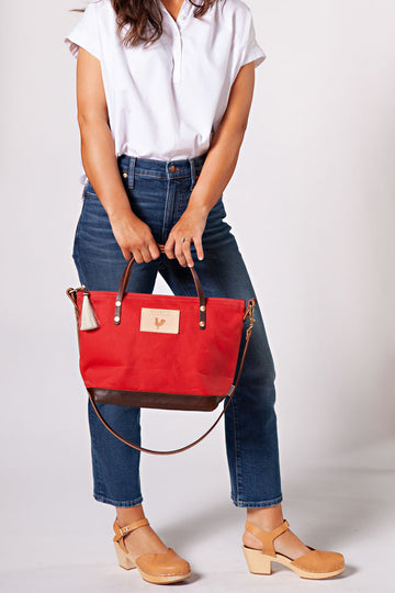 Red Wax Canvas Hand Tote & Crossbody