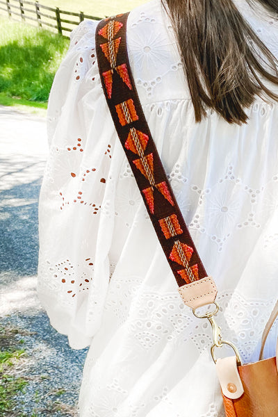 thumbnail image 2 of Chushui Bronze Hardware Purse Strap With Brown Leather Head,Retro Aztec Replacement Wide Crossbody Strap Adjustable Shoulder Strap For Handbag Bag 2 of 14