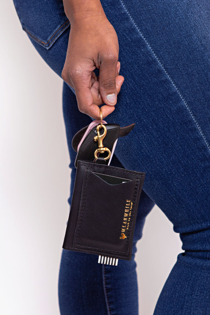 Harness Black Leather Keychain Wallet