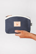 Slate Blue Waxed Canvas Makeup Bag