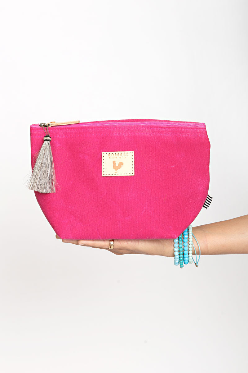 Pink Canvas Pouch with Zipper