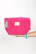 Pink Canvas Pouch with Zipper
