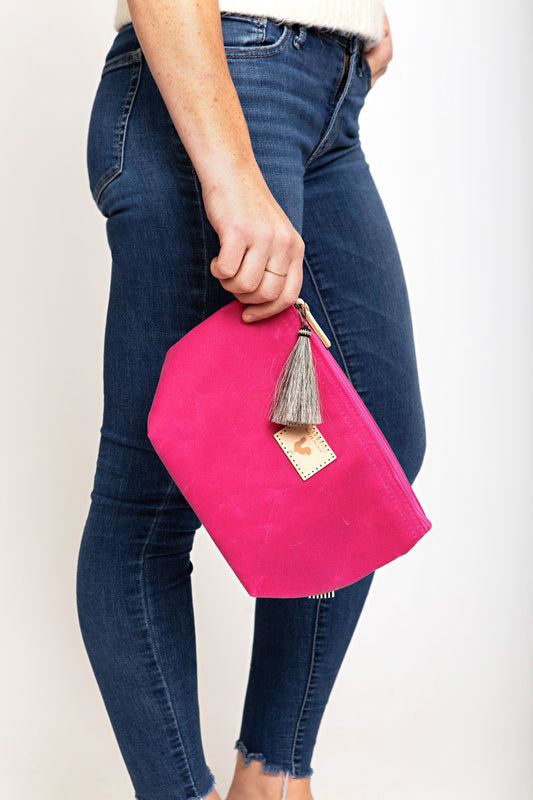 Pink Wax Canvas Pouch