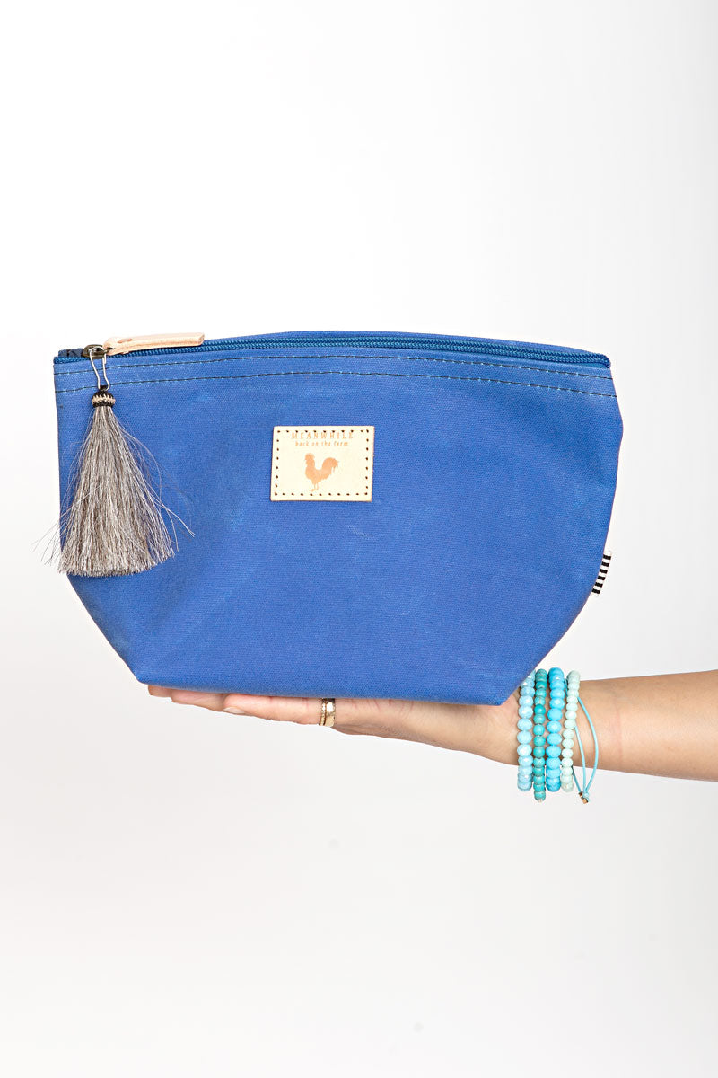 Blue Canvas Pouch with Zipper