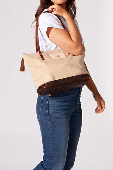 Natural Wax Canvas Shoulder Bag