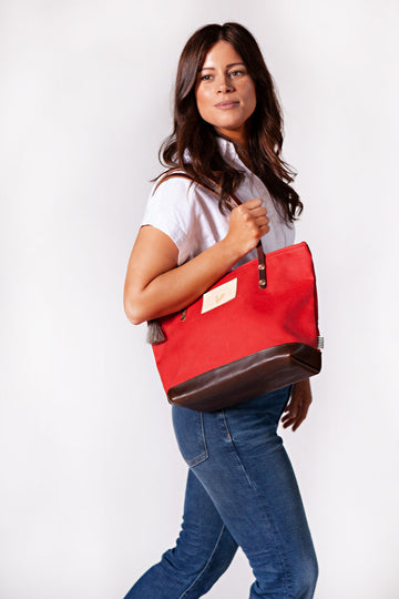 Red Wax Canvas Shoulder Bag
