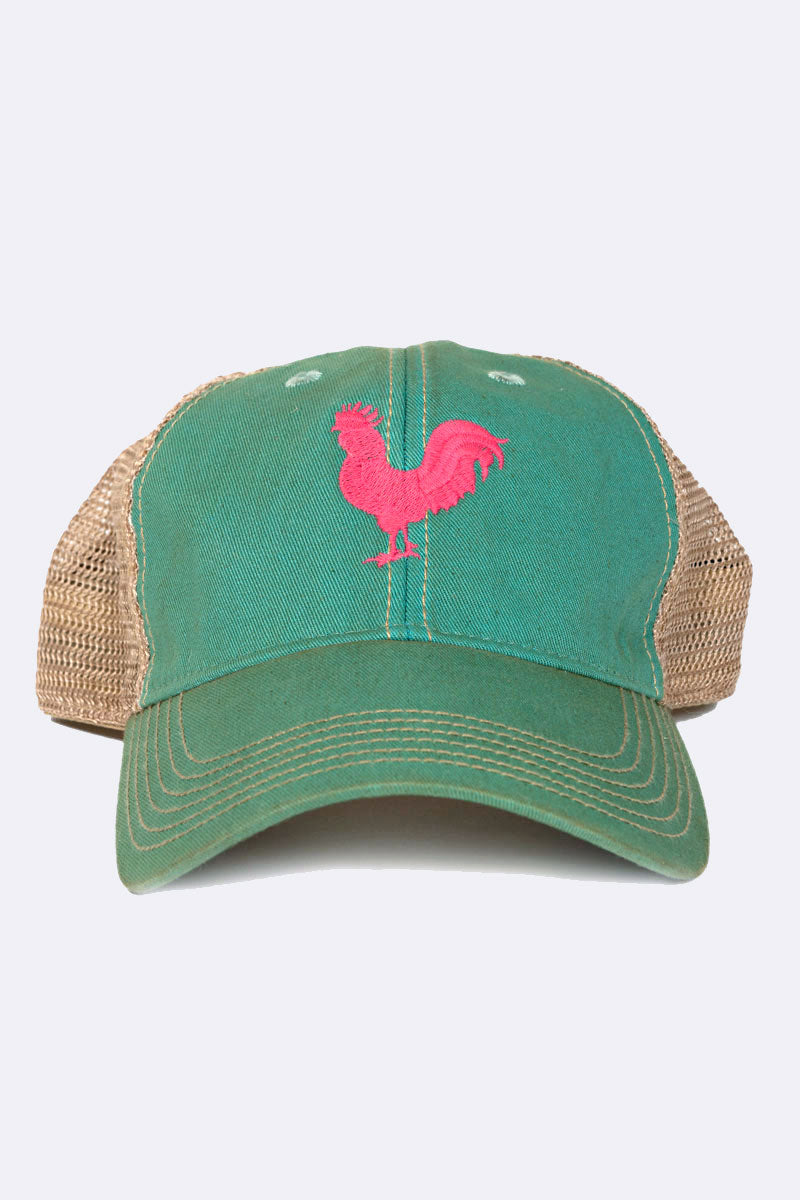 Aqua Trucker Hat with Rooster