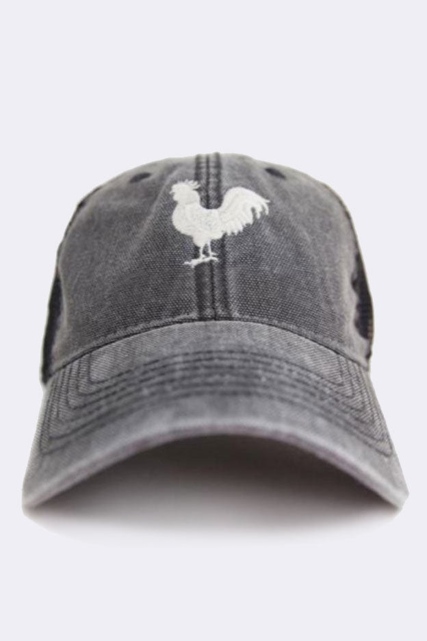 Gray Baseball Hat with Rooster