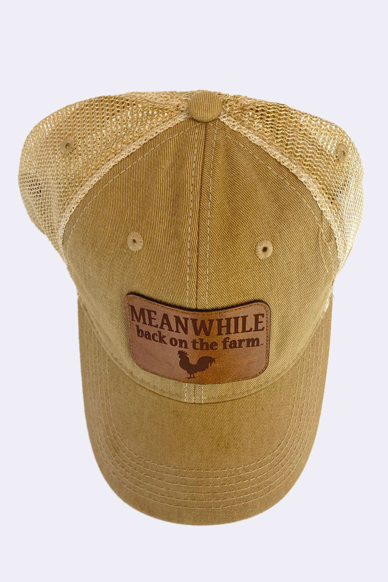Khaki Meanwhile Leather Patch Trucker Hat