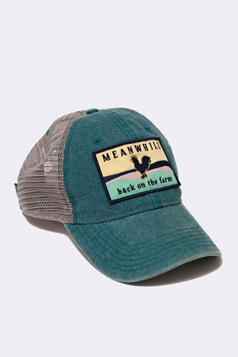 Teal Hat with Rooster Logo Patch